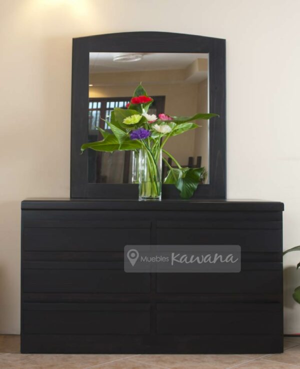 chest of drawers chest of drawers with mirror in pine wood brown 1