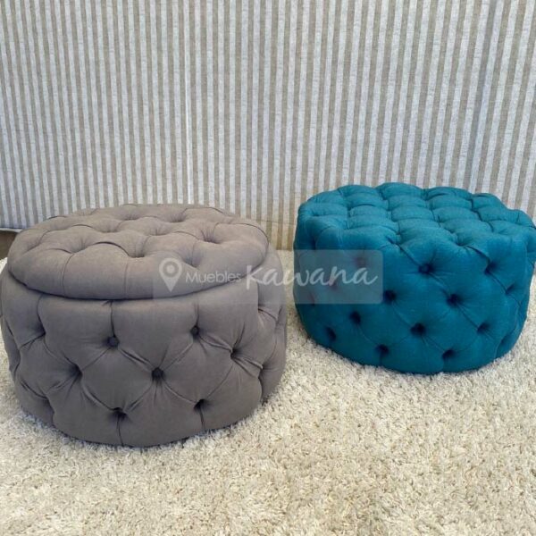 ottoman ottoman round pouf with upholstered lid grey closed turquoise
