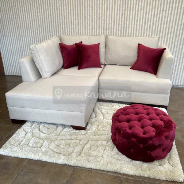 living room with white microfibre divan