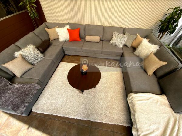 modular sectional living room in grey microfibre microfibre area view