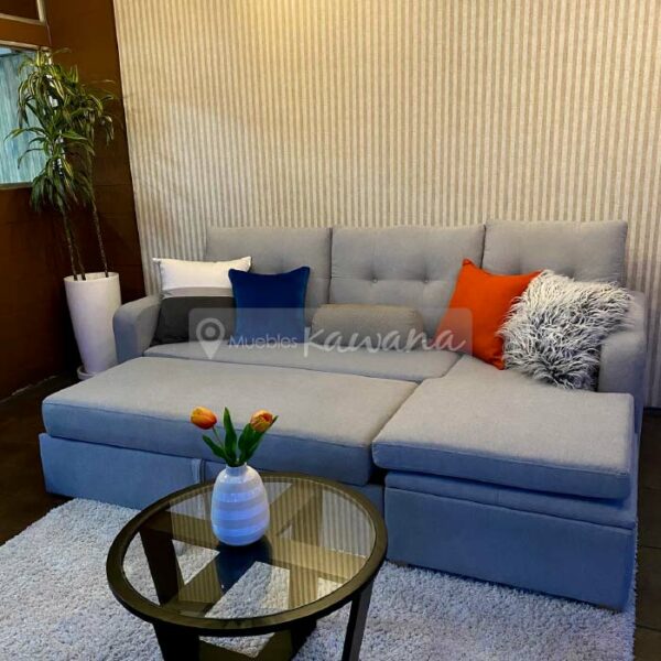 sofa cama tipo gaveta con l dinamica reversible gris claro