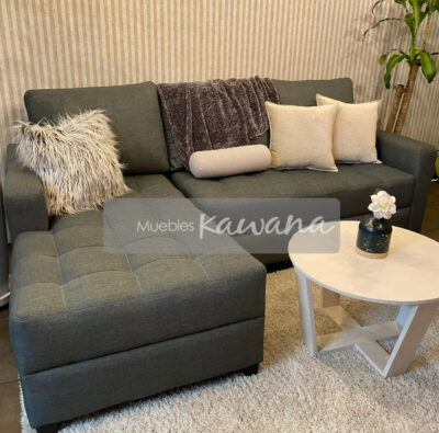 Grey L-shaped armchair