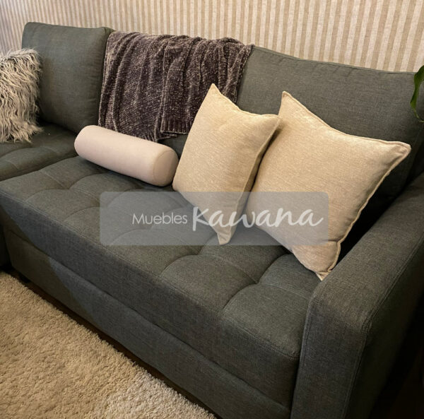 sillon en l personalizado en lino gris oscuro con asientos esponjosos perfil