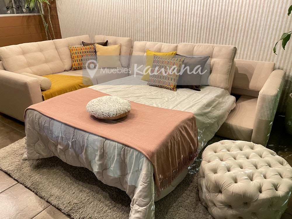 american corner size sofa with Costa hardware, Costa Rica 2,5mx3,30m beige Muebles bed - Kawana Rica double