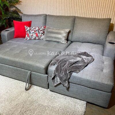 Sofa bed Costa Rica grey with cup holder