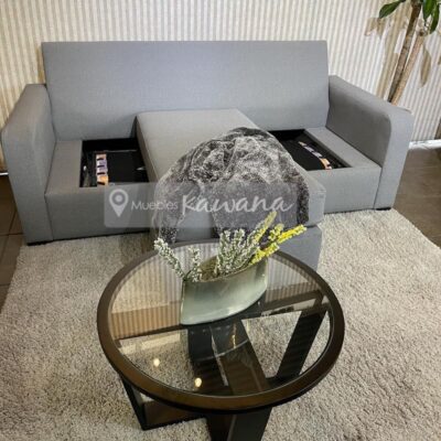Light grey double sofa bed in L-shape