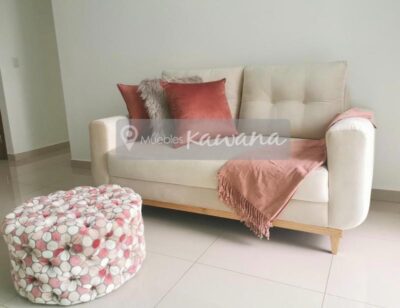 Two-seater sofa velvet white