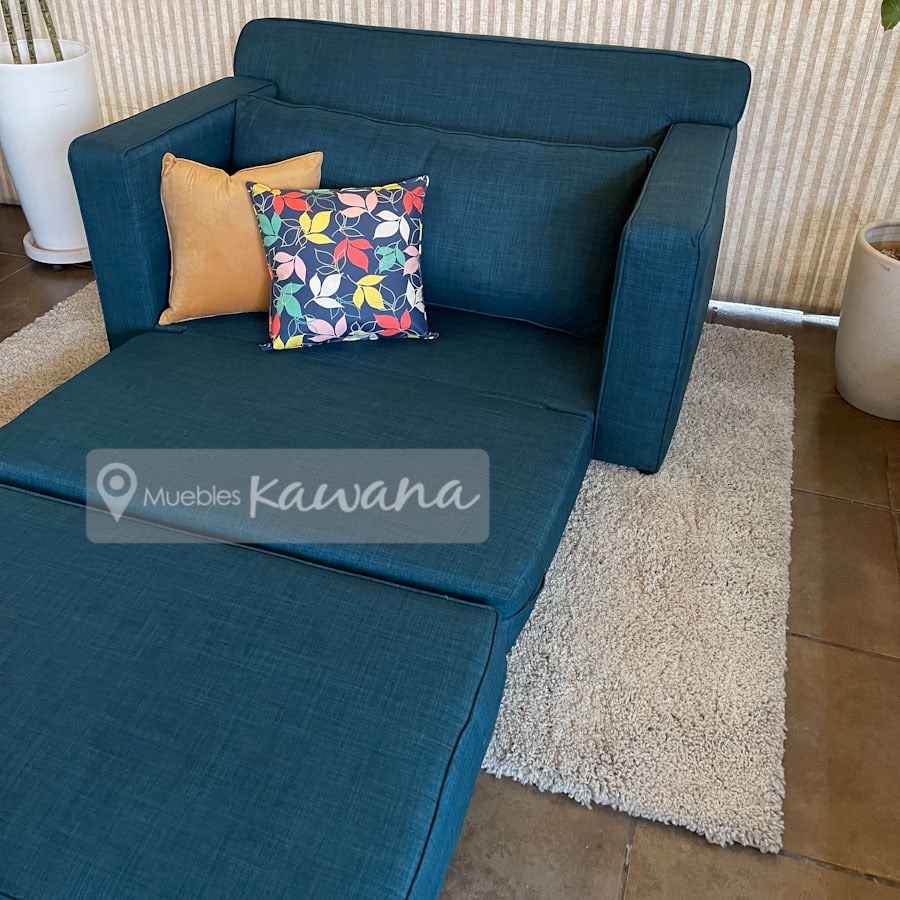 Armchair sofa bed 100% foam in blue linen, size 1,50m - Muebles Kawana  Costa Rica
