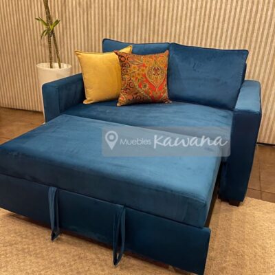 Blue armchair two-seater sofa bed