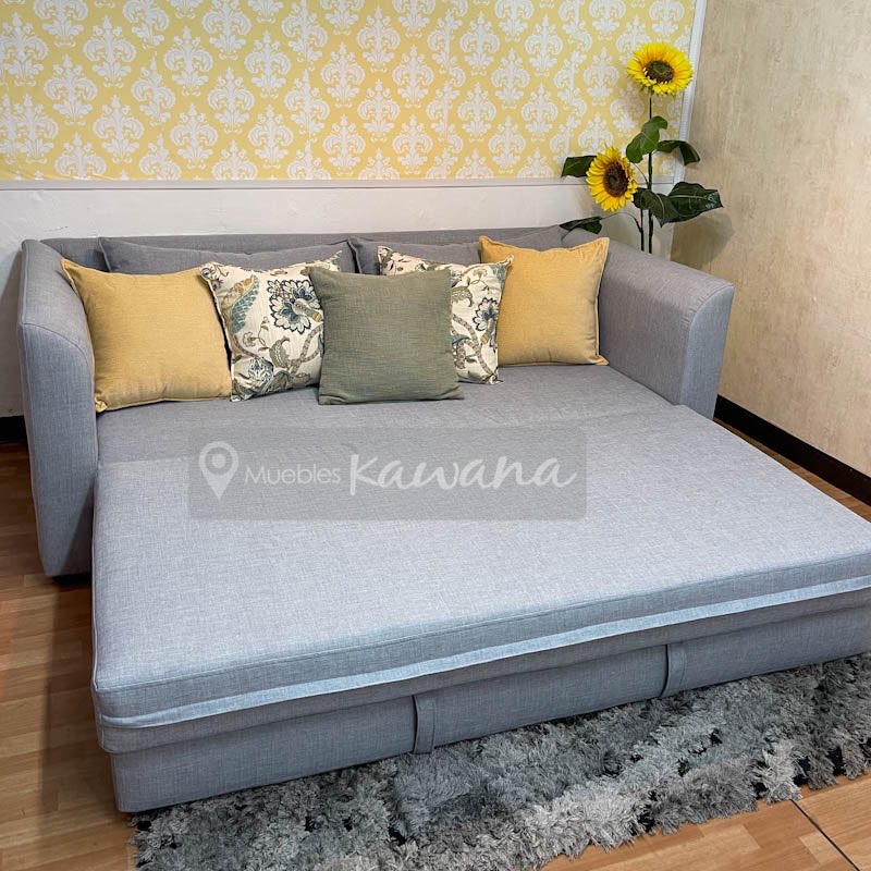 Sillón sofa cama matrimonial extra en lino gris medida 2m - Muebles Costa Rica