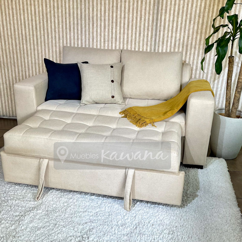 Two-seater sofa bed in beige linen drawer type, size 1,70 - Muebles Kawana  Costa Rica