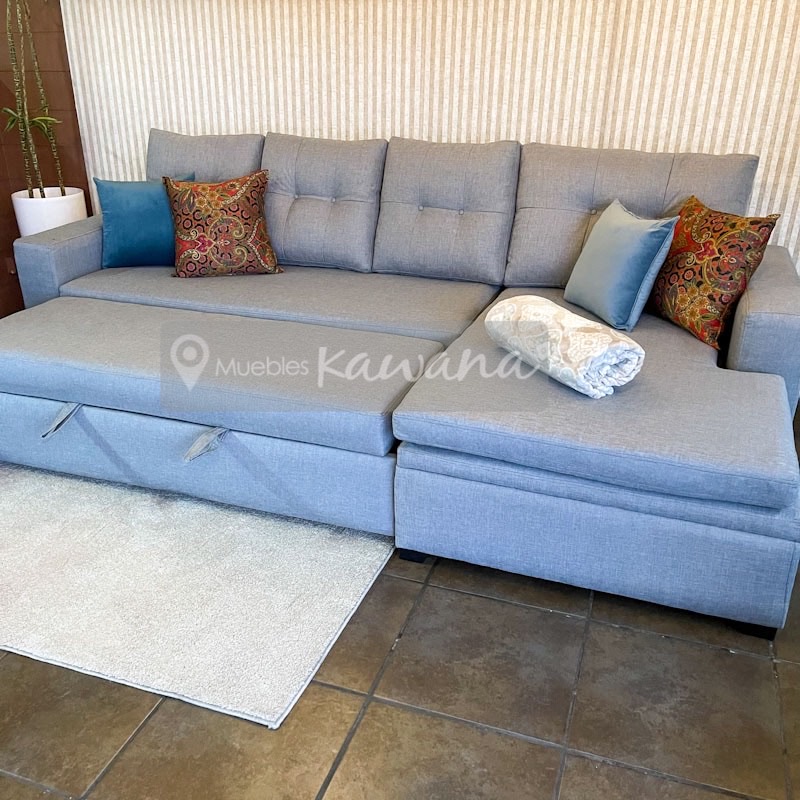 Extra large sofa bed with reversible light gray L-shaped 2,90m drawer type  - Muebles Kawana Costa Rica