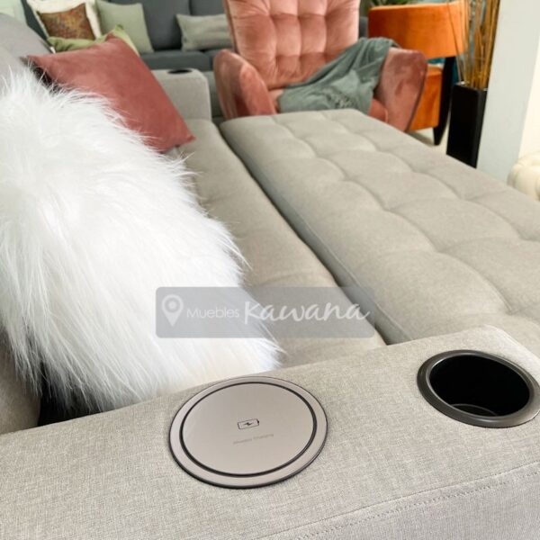 Sillón sofá cama gris con cargador inalámbrico