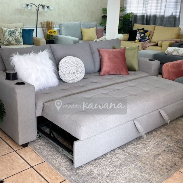 Sillón sofá cama gris con cargador inalámbrico