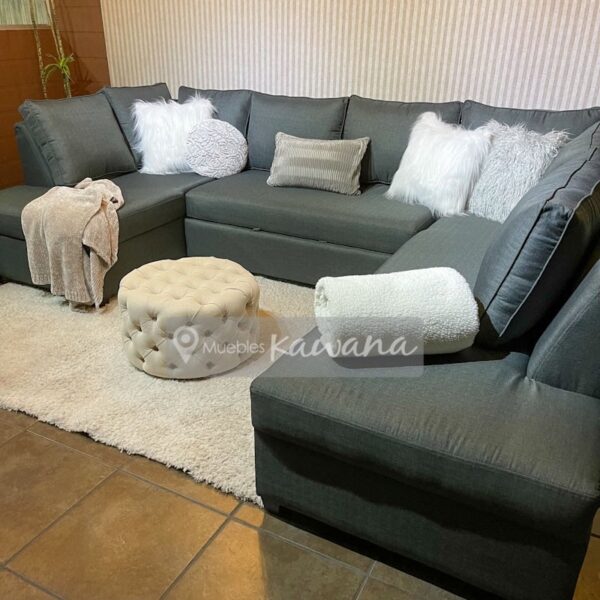 Sofá cama extra grande con doble diván gris