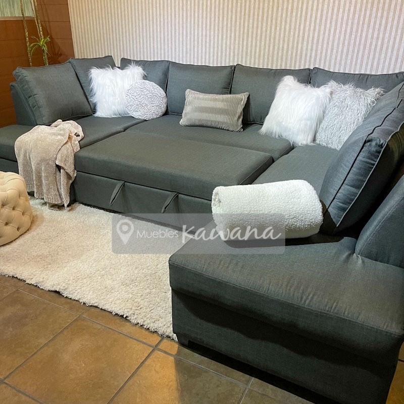 Sillón sofá cama con doble diván en lino gris 3,20m - Muebles Kawana Costa  Rica