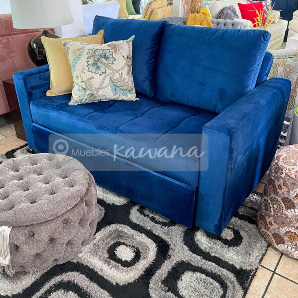 Armchair sofa bed Costa Rica blue velvet with reclining backrest