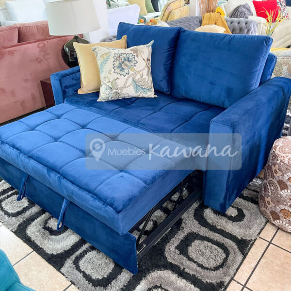 Sillón sofá cama Costa Rica azul velvet con respaldar reclinable