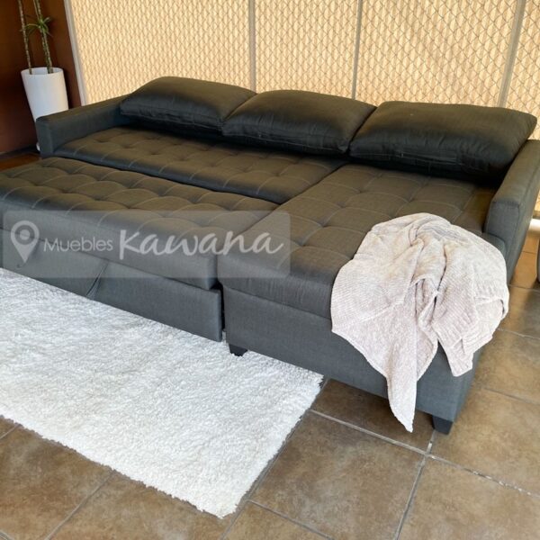 Sillón sofá cama reclinable full en lino gris