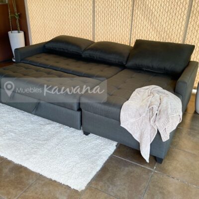 Armchair full reclining sofa bed in grey linen