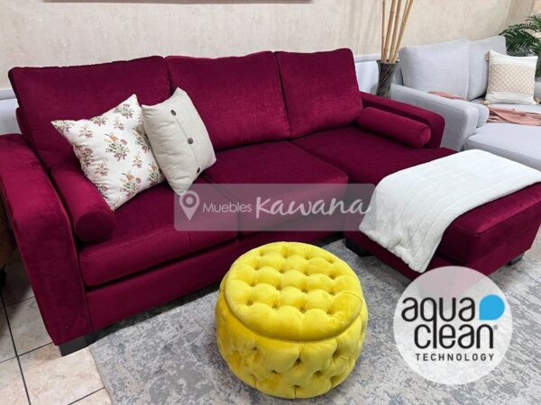 L-shaped armchair Aquaclean Spirit 28 wine with reversible l