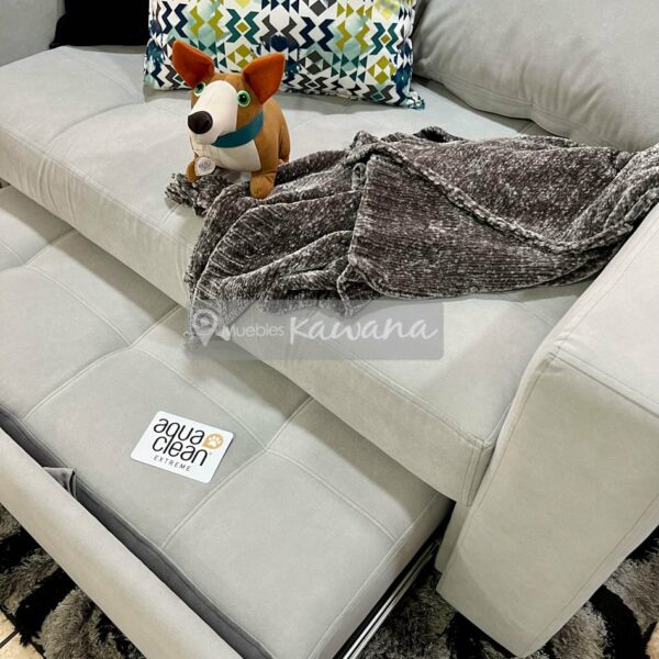 Sillon sofa cama nido retráctil en Aquaclean Daytona 76 gris claro para alto tránsito