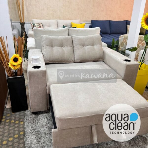 Sillón sofá cama matrimonial Aquaclean Spirit 250 con cargador inalámbrico blanco 1,7m