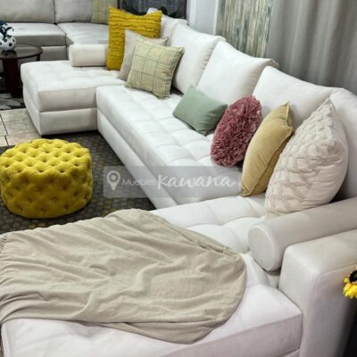 Modular sectional double divan armchair white velvet extra large