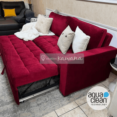 Sillón sofá cama nido retráctil triple con tecnología anti manchas  Aquaclean Spirit 28 2,1m vino - Muebles Kawana Costa Rica