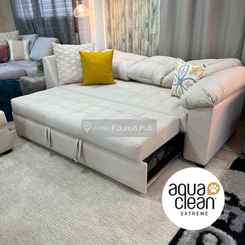 Aquaclean Daytona 86 beige beige 2,3m Aquaclean Daytona 86 corner sofa bed  with Pet Friendly technology - Muebles Kawana Costa Rica