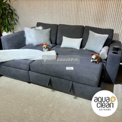 Aquaclean Daytona 110 dark gray double sofa bed with divan and pet friendly divan with gray wireless charger