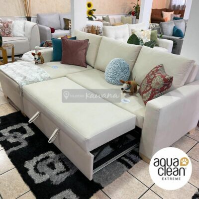 L-shaped double sofa bed Aquaclean Daytona 86 beige beige pet friendly