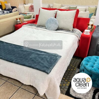 Sofa cama matrimonial herraje americano en L Aquaclean Daytona 183 Pet Friendly con cargador inalámbrico blanco