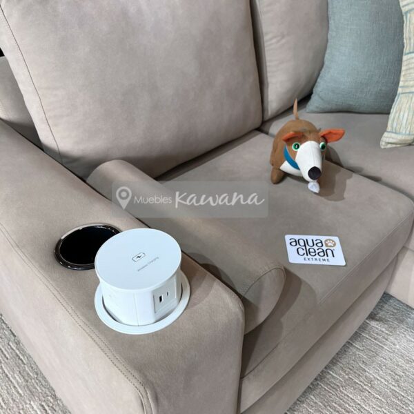 Living room set with customized divan with white pet friendly wireless charger aquaclean daytona 102 technology