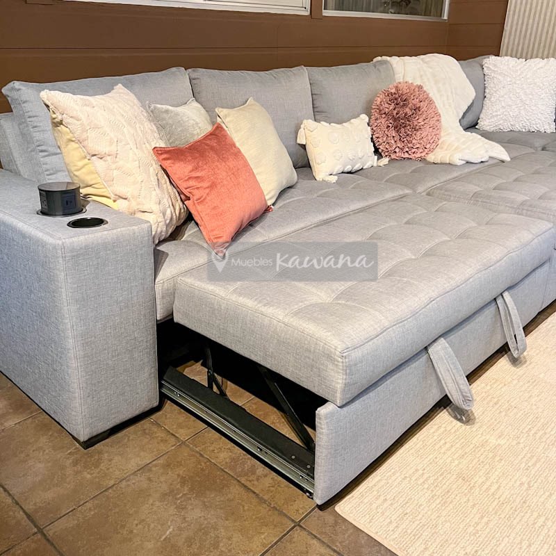 XL corner sofa bed for 8 people customized, trunk and cup holder 