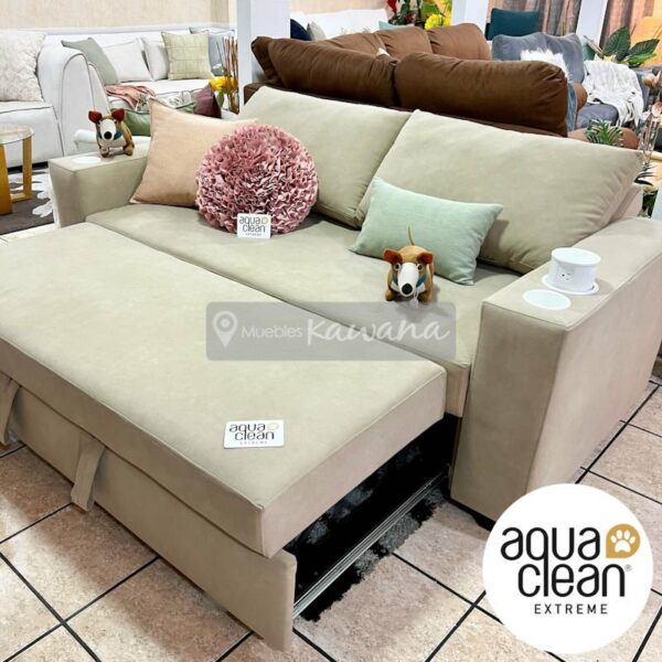 Aquaclean Daytona 102 pet friendly triple retractable trundle sofa bed with wireless charger white