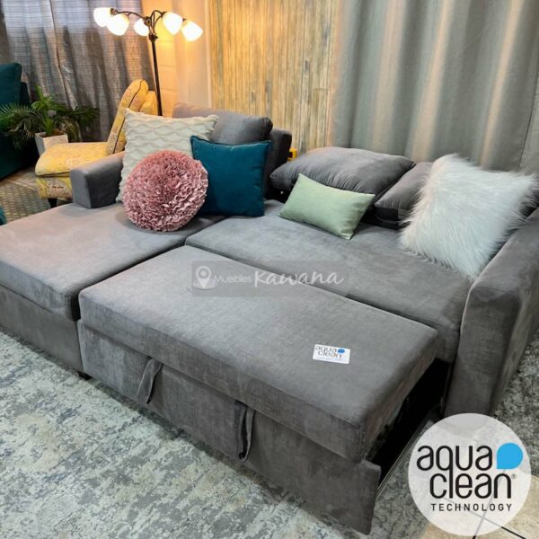 Sofa bed triple queen retractable L-shaped trundle bed with Aquaclean Spirit 213 high traffic anti-stain technology