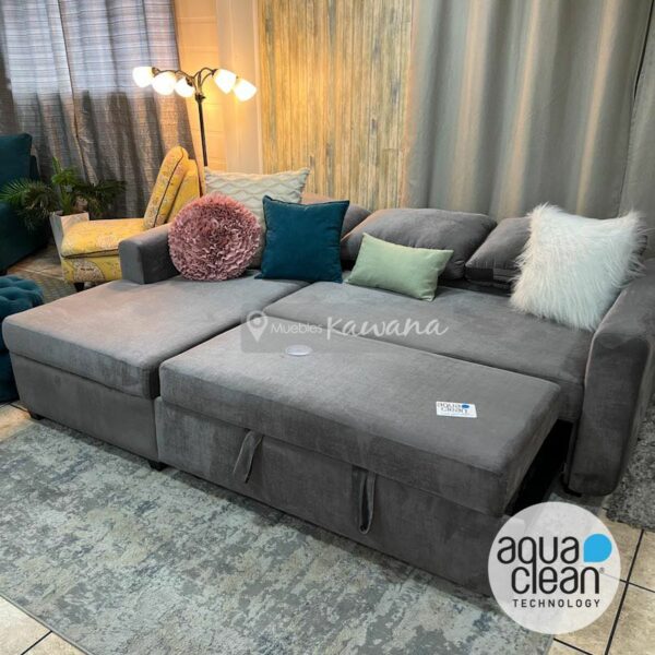 Sofa bed triple queen retractable L-shaped trundle bed with Aquaclean Spirit 213 high traffic anti-stain technology