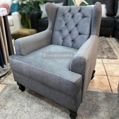 Armchair with gray velvet velvet velvet upholstered backrest