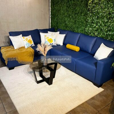 Blue sectional armchair with customized divan in extra comfortable waterproof high traffic vinyl.