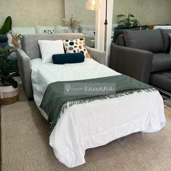 Sofá cama individual herraje americano velvet gris claro