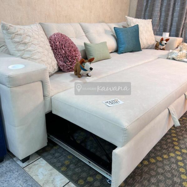 Sofa cama para 4 personas retráctil extra grande con tecnología pet friendly Aquaclean Daytona 86 personalizado cargador inalámbrico blanco 3,2m