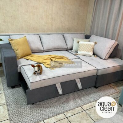 Sofá cama matrimonial con diván retráctil combinado con tecnología Aquaclean Daytona 77 pet friendly