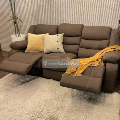 3 seater recliner sofa customized in brown linen