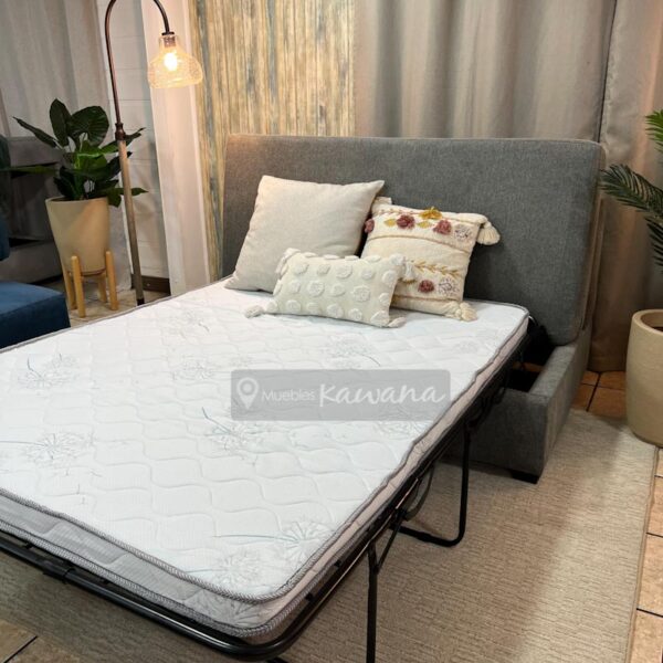 Sofá cama matrimonial herraje americano sin brazos personalizado en lino gris 1,7m