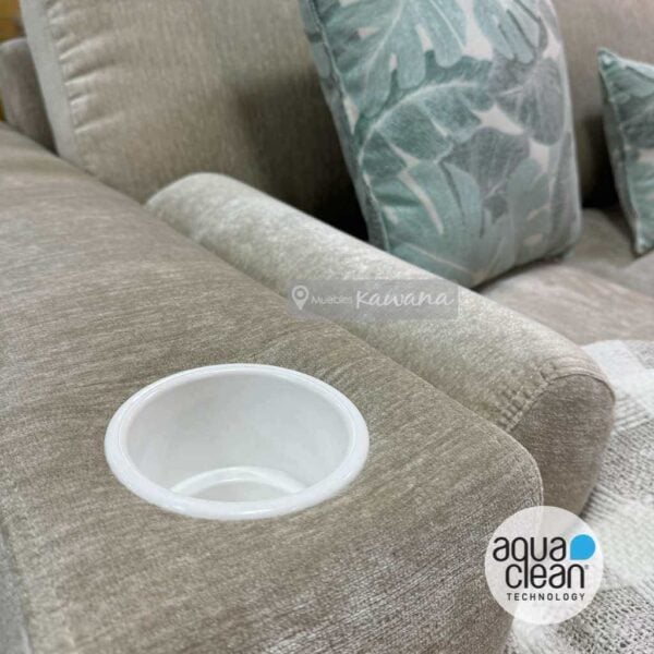 Sillón en L extra confortable con tecnología Aquaclean Imperial 51 beige y porta vasos 2,50m