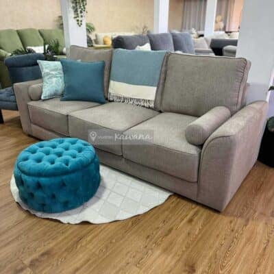 Sillon lineal extra confortable de 3 puestos personalizado en lino cafe 2,4m