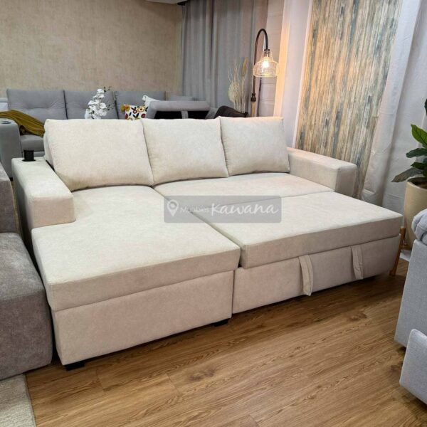 Sofá cama matrimonial Pet Friendly Aquaclean Marina 101 beige con cargador inalámbrico 2,4m