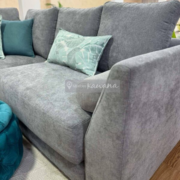 Juego de sala con diván esquinero extra confortable en lino gris 2,20m