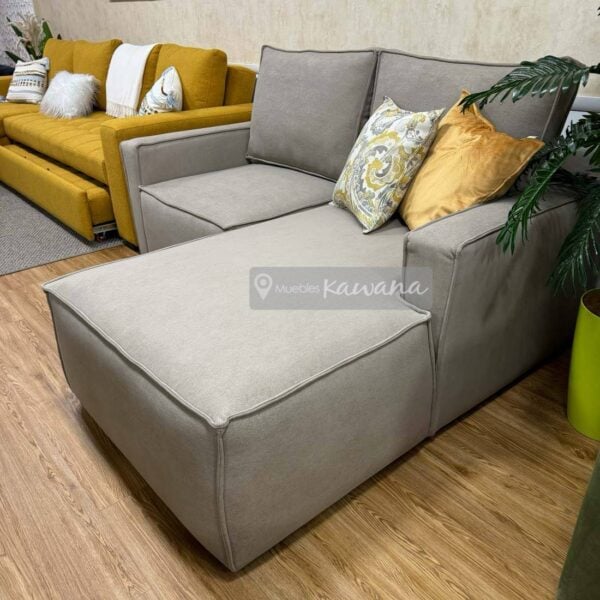Sillón en L pequeño extra confortable personalizado en velvet café claro 1,8m